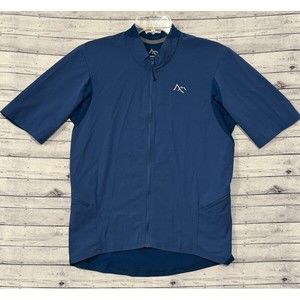 7Mesh Industries Mens Cycling Jersey Size S Short Sleeve Full Zip Pockets Blue
